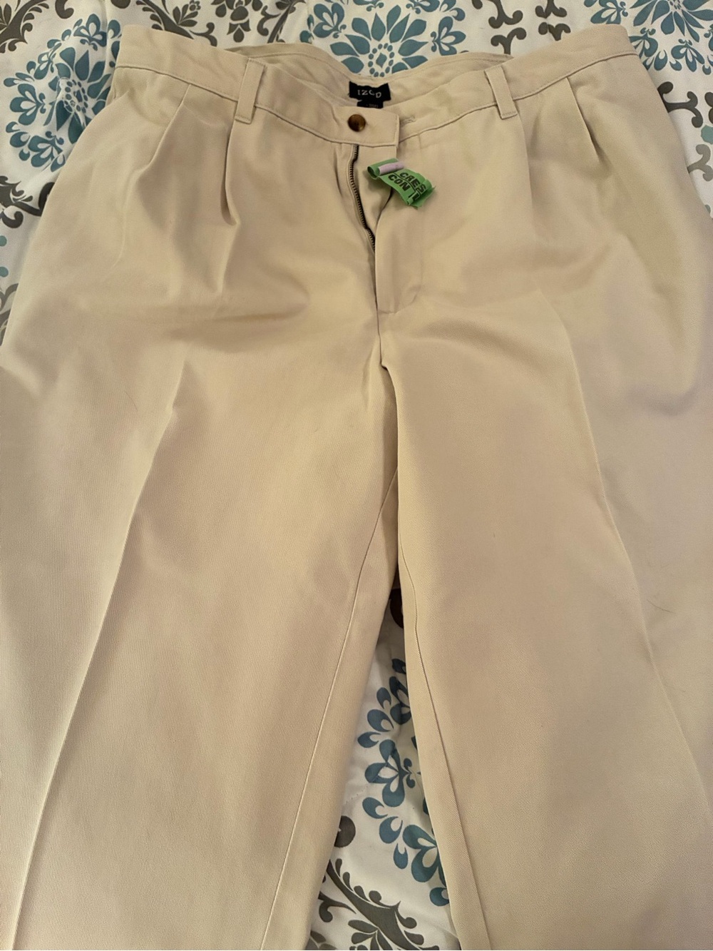Izod Men's Tan Dress Pants - Pleated Front